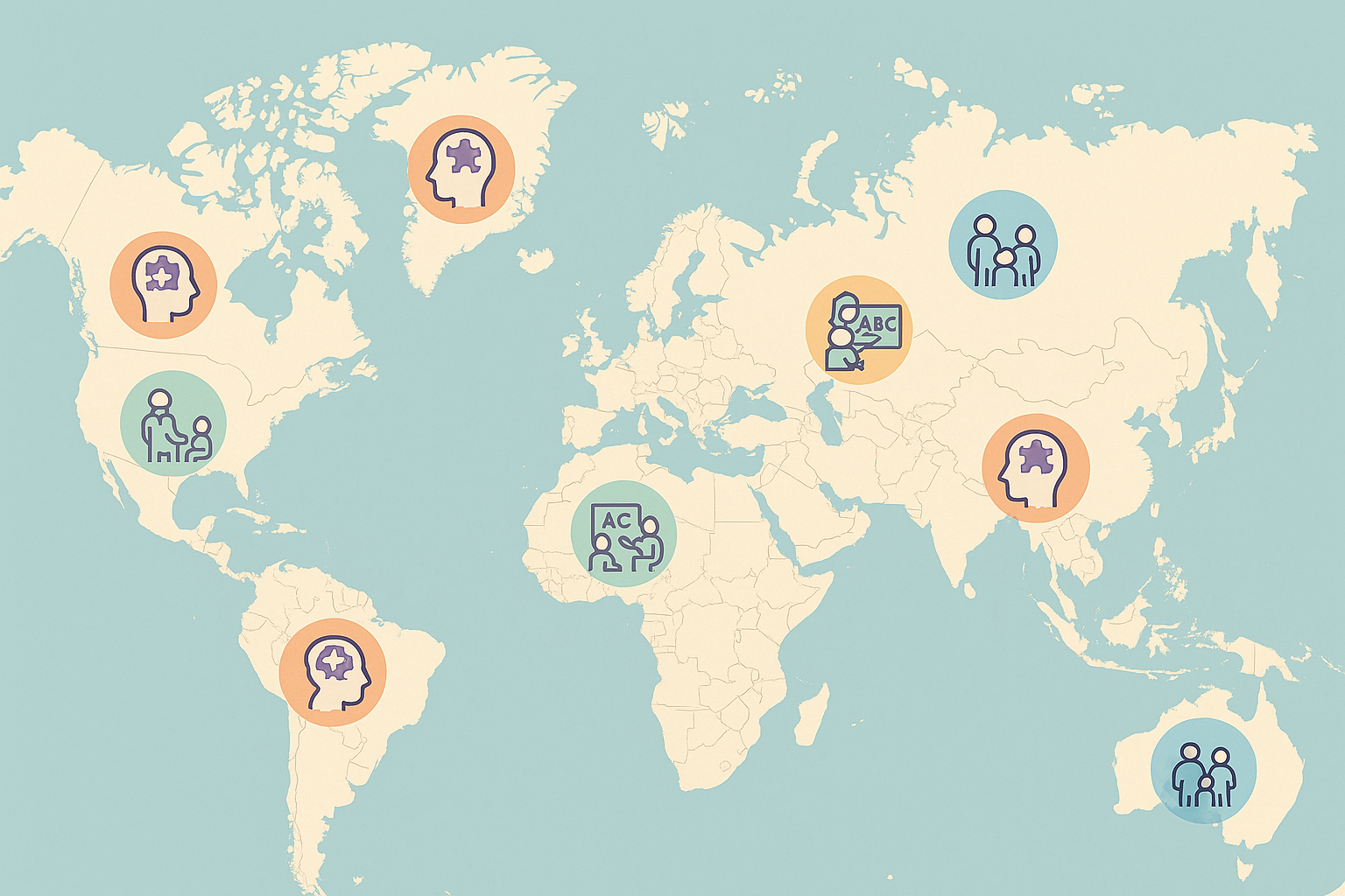 World Map Showing Autism Support in different Countries, best countries for autistic children, top 10